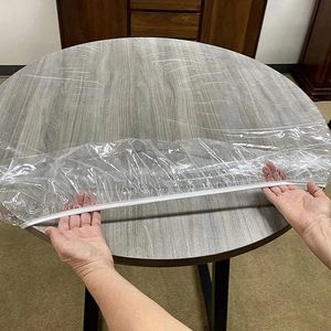 Table Cloth 65-180cm Waterproof Round Transparent Elastic Edged Table Cover PVC Simple Convient Kitchen Catering Protector Tablecloth 230731