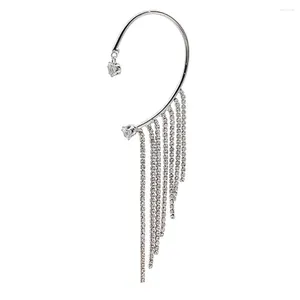 Backs Earrings Earpiece Pierced Female Jewelry Rhinestones Tassel Chain Cuff Non-pierced Alloy Miss Long