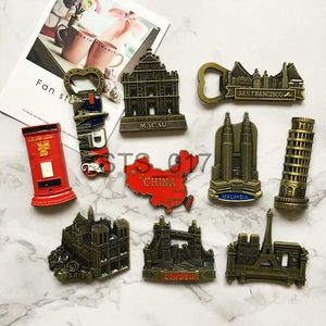 Fridge Magnets metal refrigerator paste bottle opener tourism souvenir home room decoration Paris Macau Malaysia magnetic paste collection gift x0731