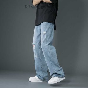 Мужские брюки весна и лето новые тонкие джинсы слез в Южной Корее уличная мода свободные джинсовые брюки свободные синие повседневные брюки Z230801