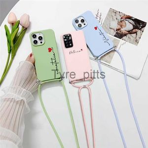 Mobiltelefonfodral Personligt anpassat namn Silikon Telefonfodral för Samsung Galaxy A13 A33 A53 A73 5G 4G A52S Necklace Lanyard Mobile Carry Cover X0731