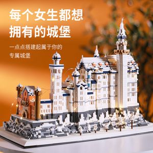 Blocks 3000pcs Snow Swan Stone Castle Micro Diamond Bricks Edifici di fama mondiale Modelli di architettura Educazione per bambini Giocattoli fai da te Regalo 230731