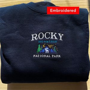 Women's Hoodies Sweatshirts Rocky Mountain National Park grafisk broderad tryckt kvinnor Retro Style Pullovers Autumn Arrival Casual Tjock 230731