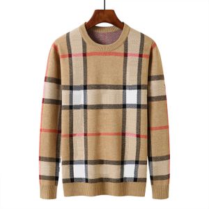 luxury designer sweater men plaid sweatshirt letter embroidery Round neck comfortable high-quality jumper fashion mens sweaters M-3XL