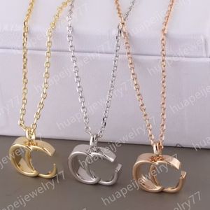 Fashion Women Double Letter Necklaces Luxury Jewelry Stainless Steel Gold Necklace Three Colors Holiday Gift
