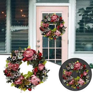 Fiori decorativi Simulazione Anello fiore di peonia Decorazione per la casa Ghirlanda Porta appesa Seta naturale davanti San Valentino