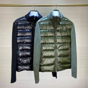 デザイナージャケットの男性がパッチワークを編むコート冬の服ロングスリーブソリッド秋のカジュアルファッションスタンドカラーアウターサイズm-xlブラックグリーンカラー