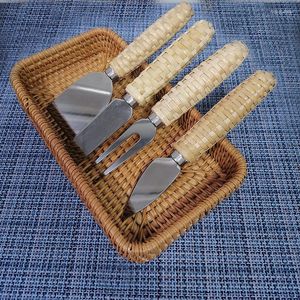 Dinnerware Sets Vine Woven Knife And Fork Set Cheese Western Tableware Handle Cutlery Kitchen Accessories