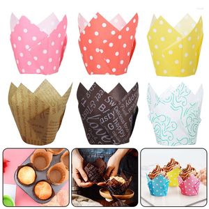 Förvaringspåsar Spaper Style Cupcake Liner Baking Cup för bröllopsfest Caissettes Tulpan Muffin Paper Oilsäker kakaomslag