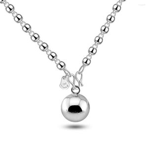 Kedjor ziqiudie925 sterling silver boll klocka halsband mode kvinnors långa tröja kedja buddhist pärla klassiska smycken