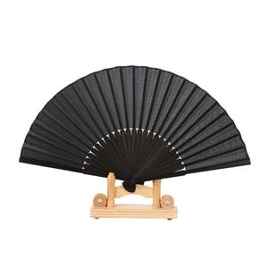 Altro Home Decor Ventaglio cinese vintage a mano nera Tessuto di seta Viso Manico in bambù Danza Festa nuziale Ventaglio decorativo Ventilatori pieghevoli classici JL1731