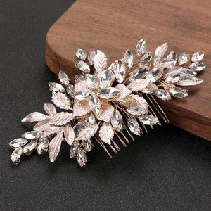 Pettini per capelli da sposa con fiori Fermagli per capelli di lusso Accessori per capelli con strass scintillanti Copricapo floreale Gioielli squisiti