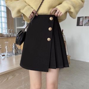 Skirts Female Spring Autumn Summer High Waist Show Thin A-word Irregular Short One-step Pleated Hip Skirt