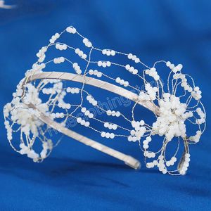 Korean Multi-layers Beaded Hair bands Crystal Flower Crowns Tiaras for Women Bridal Wedding Hair Accessories