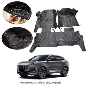 3D Full Surround Car Floor Mats för Changan Uni-K 2022-2025 Skyddsfoder Fotkuddar Mattor PU LÄDER Vattentäta tillbehör