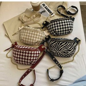 Bolsa tiracolo Hbp bolsa de noite Houndstooth pequena simples pacote de cintura inverno peito feminino moda telefone bolsas corrente cinto de viagem 220811