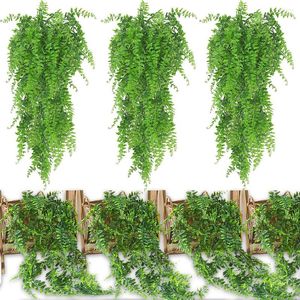 Decorative Flowers 80CM Persian Grass Vines Simulation Wall Artificial Green Plant Hanging Fern Living Room Coffee Shop Garden Office