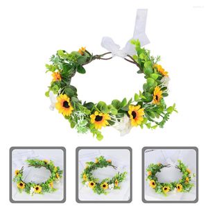 Decorative Flowers Girls Hair Ties Artificial Floral Crown Headband For Women Flower Bride Headgear Plastic Fairy Headbands