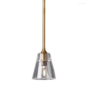 Lampade a sospensione Nordic Vintage Long Pole Lights Loft LED Camera da letto Ferro da pranzo in stile country americano Illuminazione a sospensione in vetro