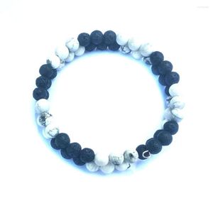 Strand 6mm Big 3 White Pine Volcanic Stone Black and Energy Health Armband Wear Wire Lover Friendship