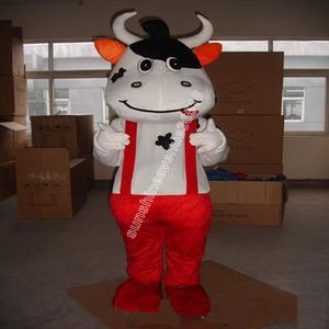 Performance Cow Mascot Costume Top Cartoon Anime personagem tema Carnaval Unissex Adultos Tamanho Festa de Aniversário de Natal Outfit Outfit Terno