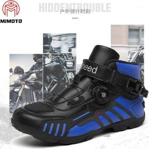 Mäns motorcykelstövlar Biker Waterproof Speed ​​Motocross Racing Boots Non-Slip Protective Motorcykel Riding Off Road Shoes1267Q