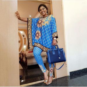 Women's Two Piece Pants African Mother Party Sexy Fashion Brand Loose Women Set Plaid Print Vintage Pieces Lady Retro Outfit Autumn OL Style