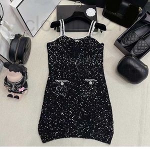 Basic & Casual Dresses Designer 2023 Summer New Women's Heavy Craft Mantianxing Crystal Bead Yarn Slim Slip dress NK9J