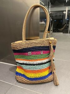 Handbag Luxury fashion brand pure handmade straw bag beach bag Designer bag summer style straw bag Italy Milan handbag summer travel all-in-one shoulder bag