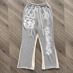 Мужские брюки Hellstar 2023ss, лоскутные спортивные штаны с пышным принтом, мужские и женские серые винтажные спортивные штаны с завязками
