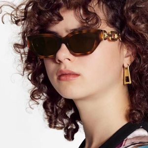 Okulary przeciwsłoneczne qulskviper metalowy łańcuch Hip Hop Europe America Przez obroże Kot Eye Mała ramka Męskie i Kobiet Sunglasse
