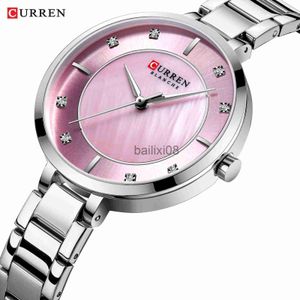 Other Watches New Watches Women CURREN Fashion Luxury Rhinestone Dial Quartz Clock Waterproof Stainless Steel Band Wristwatch for Ladies J230728