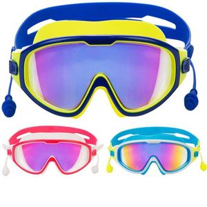 Óculos de Natação Tampão de Ouvido para Meninos Meninas Estojos para Óculos de Natação Óculos de Piscina para Crianças Antiembaçante Proteção UV Lentes de Mergulho