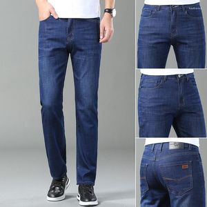 Men's Pants Fashion Jeans Classic Style Business Casual Slim Fit Denim Black Blue Straight Soft Trousers Streetwear Vintage