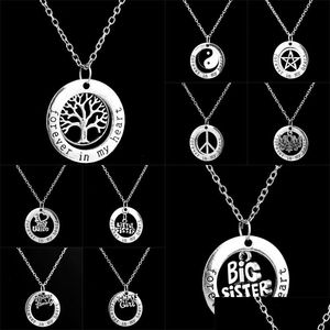 Pendant Necklaces In My Heart Circle Necklace Family Member Mom Girl Grandma Big Little Sister Best Friend Pendants For Women Drop Del Dhwpf