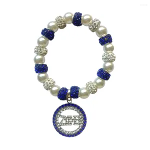 Strand Campus Women's Sisters Association Zeta Phi Beta Rhinestone Metal Letter Charm Armband