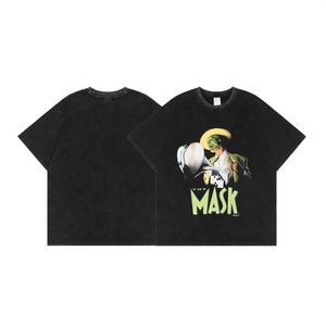Men's T Shirts Mask Green Skin 80s Cartoon Wash T-shirt M A S K Vintage Film