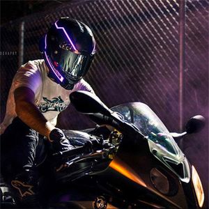 Motorcykelhjälmar Cykelhjälm LED Cold Light Strip El Sticker Waterproof 4 blinkande varningslampor Natt ridning Kit245i