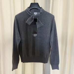 322 2023 Spring marka w tym samym stylu sweter z długimi rękawami szyja czarna szara pullover moda damska ubrania wysokiej jakości damski Qian6