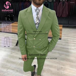 Ternos masculinos (cor de tamanho personalizado) Moda jantar de casamento smoking para homens ajuste fino conjunto de calças de 2 peças formal noivo baile de formatura blazer masculino