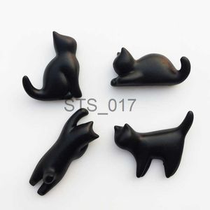 Kylmagneter japansk helande 3D abstrakt små svarta kattmagneter söta djurharts kylskåp magnet magnetklistermärken för hemdekoration x0731