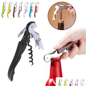 Keychains Lanyards Double Hinged Waiters Corkscrew Stainless Steel Wine Key Bottle Opener With Foil Cutter Cork Screw Mtifunction Ca Oti9Q