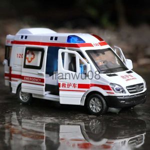 Diecast Model Cars 132 Hospital Rescue Ambulance Die Cast Metal Toy Car Pull Back Sound Light Alloy Toys Vehicle For Children Boys Gifts x0731