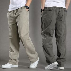 Erkek pantolon 2023 erkek rahat kargo erkekler cep gevşek düz pantolon elastik iş pantolon marka fit joggers erkek süper büyük boyut