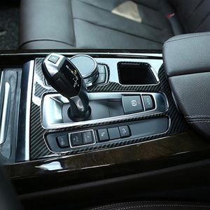 Kolfiber färgcenter konsol växel växelpanel dekoration omslag trim bilstyling för BMW X5 F15 X6 F16 2014-2018 LHD277W