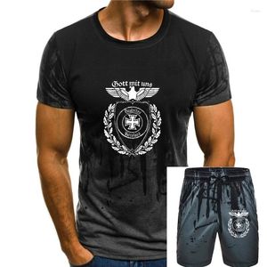 Men's Tracksuits T Shirts Fashion T-Shirt Germany Iron Cross God With Us German Reich