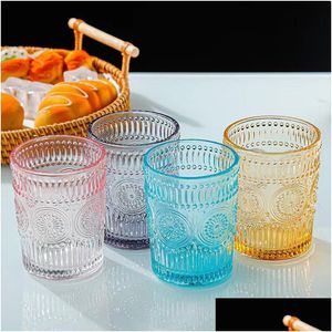 Bicchieri da vino Acqua goffrata Vintage Bere succo Bevande Cocktail Whisky Bear Cup Romantic Glassere Drop Delivery Home Garden Kitc Dhk46