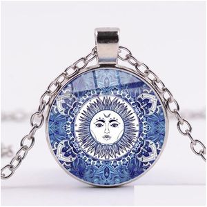 Hänge halsband charm mandala konst bild glas halsband buddhism chakra om india yoga symbol kristallblommor smycken för uni drop d dhuwg