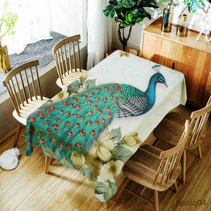 Table Cloth Fresh and Elegant Peacock Oil-proof Tablecloth Multi-pattern Digital Printing Peacock Tablecloth Table Cover Tapete R230731