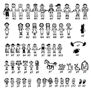 Stick Figure My Family & Pet Dog Cat Sticker for Car Window Bumper Vinyl Decal Household sticker car styling303z